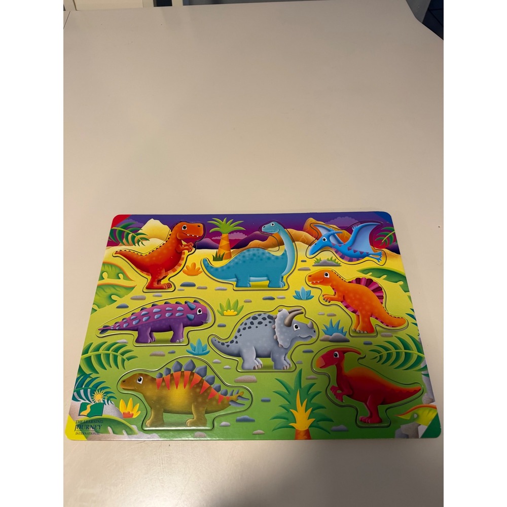 The Learning Journey Dinosaur Chunky Wooden Puzzle with Carrying Case Kids Toy